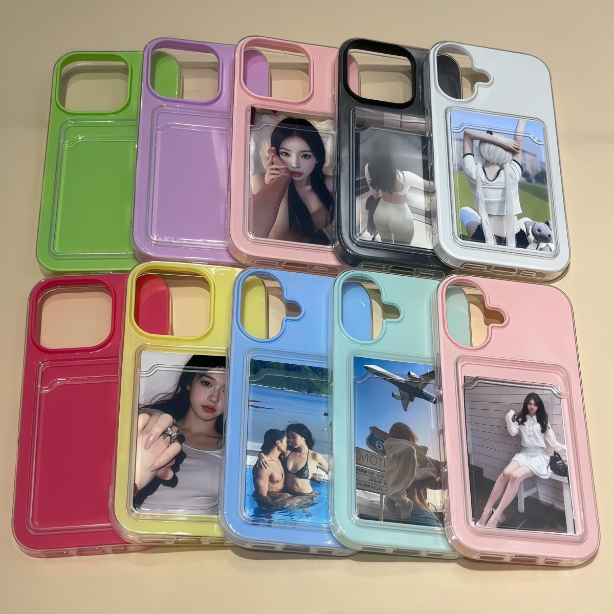 多巴胺插卡包适用苹果16promax手机壳iphone14pro新款13简约12日韩11保护套15promax防摔15plus可放照片爱豆