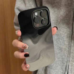 水墨渐变灰适用苹果16pro手机壳iphone15promax创意12华为mate60新款 p70菲林磨砂vivo小米14红米k70荣耀oppo