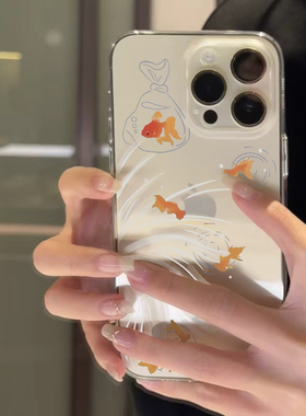 彩色金鱼姬适用iphone17promax手机壳15苹果16透明13华为mate70创意vivox200小米14防摔12oppo红米k80荣耀300