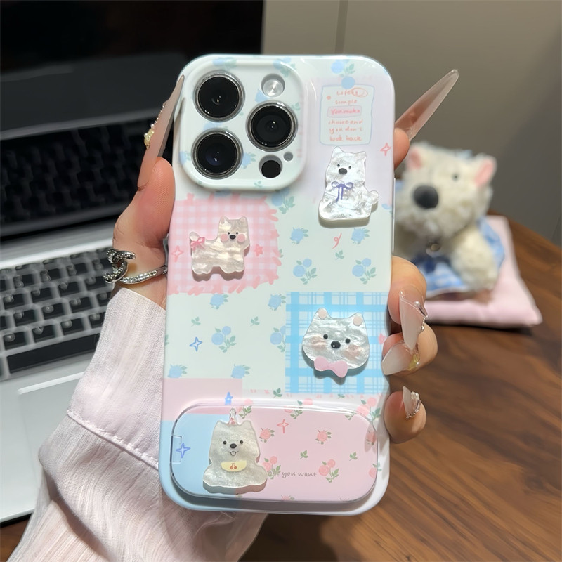 可爱立体西高地贴件菲林手机壳