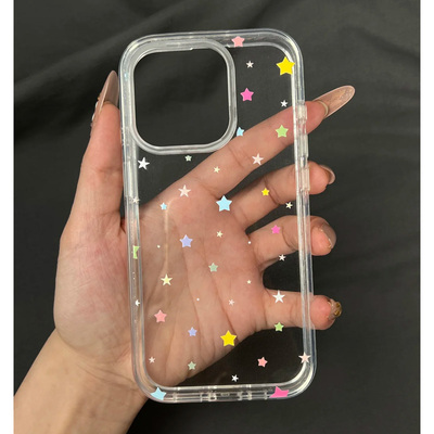 透明插画彩色星星手机壳