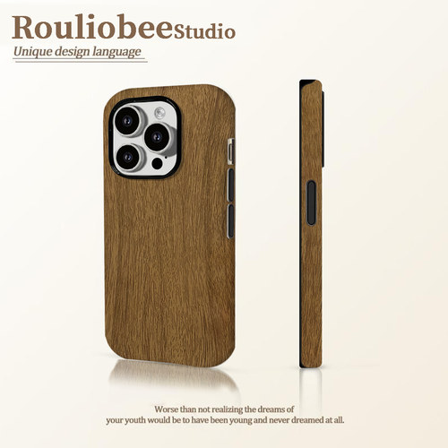 创意磨砂菲林二合一木纹手机壳