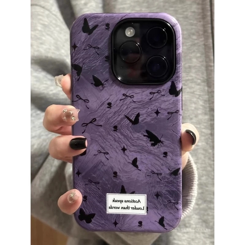 紫色晕染蝴蝶适用iPhone16pro手机壳13苹果15promax小众12女11华为mate60新款p70个性vivo小米14红米荣耀oppo