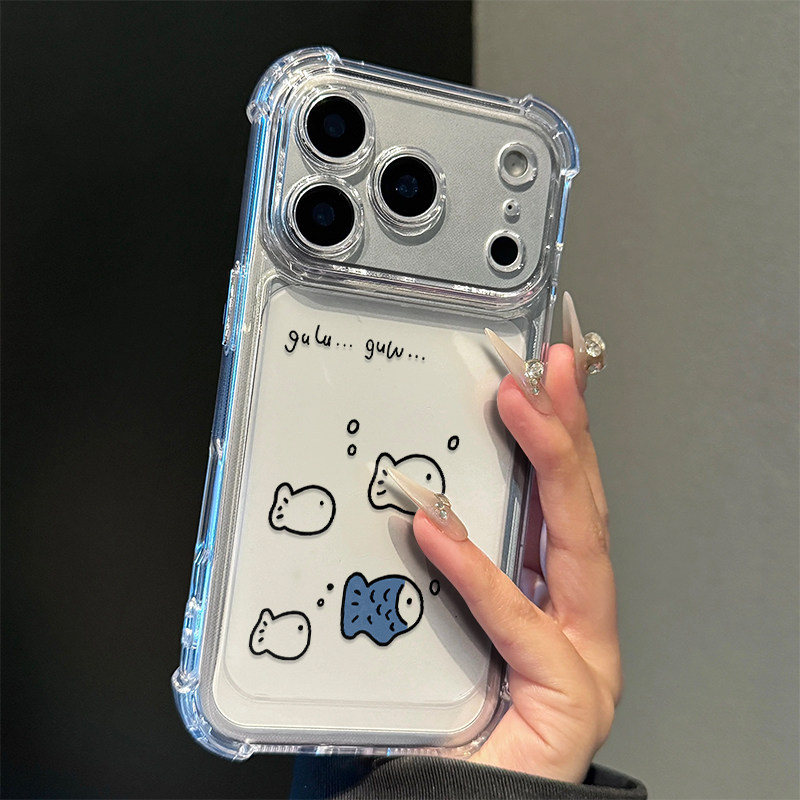 可爱鱼群适用iPhone17promax手机壳15苹果16pro华为mate70新款小米15荣耀300vivo四角防摔oppo红米note14卡通
