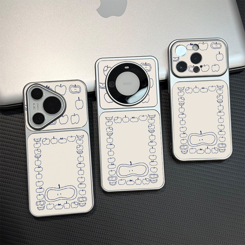 手绘蓝线条适用苹果16promax手机壳iphone15新款13创意12电镀壳14保护套小米17pro防摔华为p70荣耀oppofindx9