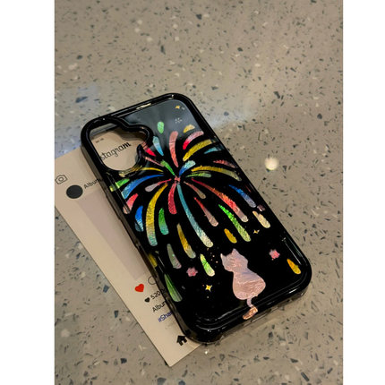 黑夜烟花适用苹果15promax手机壳iphone16pro小众12华为mate60新款vivo小米14pro红米note13荣耀oppok70个性