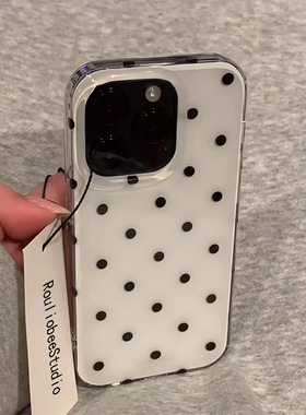 韩系ins白色波点适用iPhone16pro手机壳13苹果15promax可爱12小众高级华为p70新款vivo小米14红米k80荣耀oppo