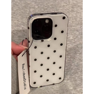 韩系ins白色波点适用iPhone16pro手机壳13苹果15promax可爱12小众高级华为p70新款 vivo小米14红米k80荣耀oppo