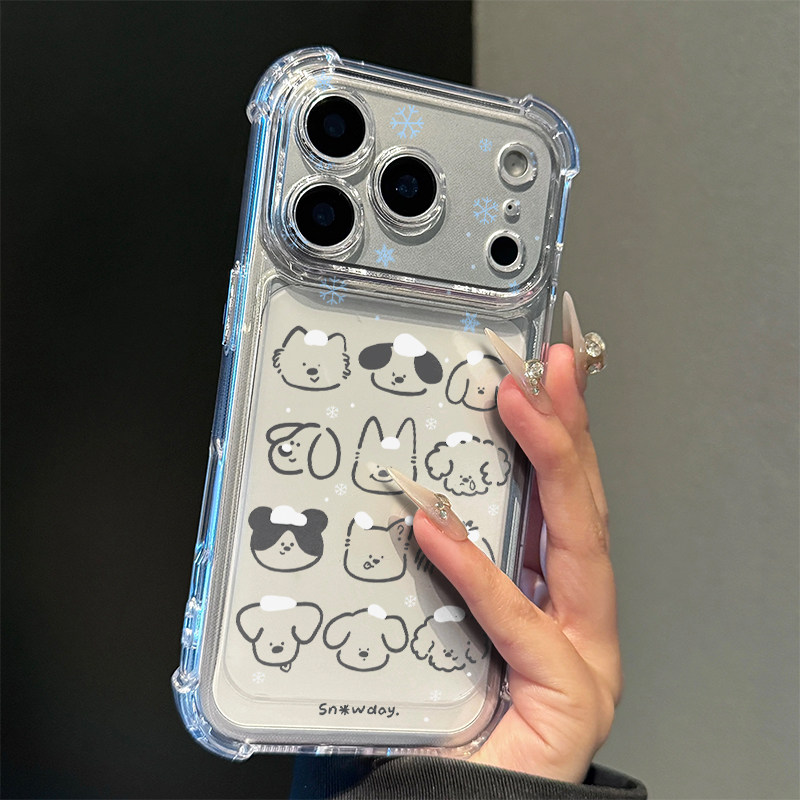 宫格雪花小狗适用iPhone17promax手机壳苹果16pro华为mate70新款13小米15荣耀300vivo四角防摔oppo红米note14