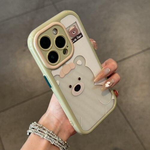 可爱小熊适用iPhone16promax手机壳13苹果15promax软12女11华为mate60新款p70卡通vivo小米14红米k70荣耀oppo