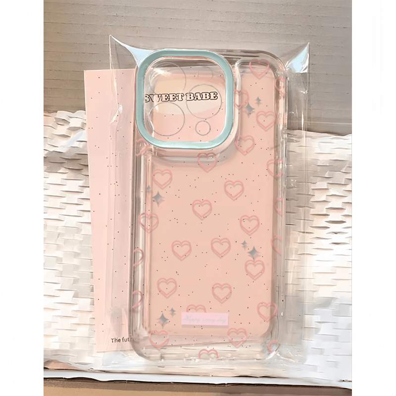 粉扑扑爱心适用苹果15promax手机壳iphone12/11女mate60透明红米note13防摔16小米14华为pura70荣耀软vivoppo