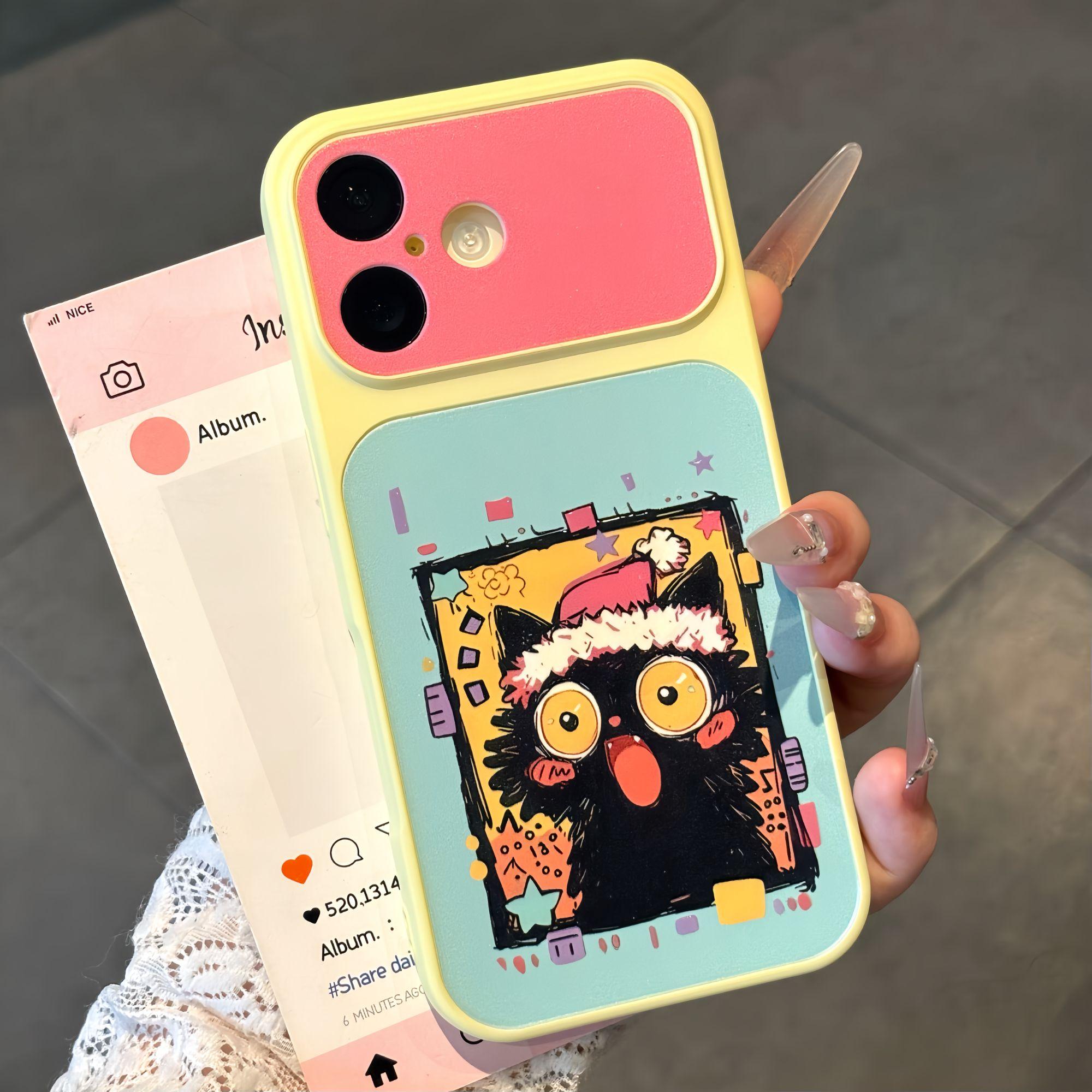 惊吓黑猫适用苹果16promax手机壳iPhone15华为mate80全包OPPO红米K90卡通VIVOs50小米17pro荣耀500一加13撞色