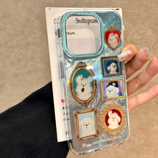 相框小狗适用苹果15promax手机壳iphone16pro可爱12华为mate60新款pura70/vivo小米14红米note13荣耀oppok70