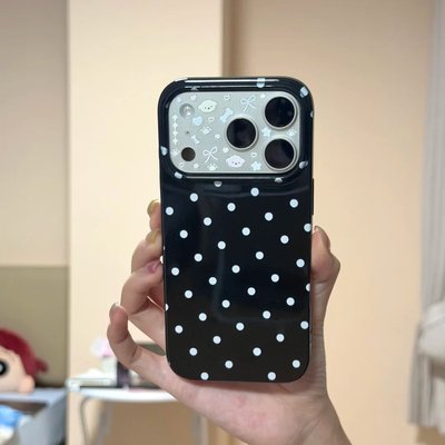 简约满屏小波点适用苹果16promax手机壳iphone14pro新款13promax卡通12日韩可爱11全包15防摔17pro黑色果冻壳