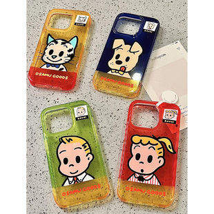 ins原田治卡通适用苹果16promax手机壳iphone14pro新款13猫咪小狗12可爱11保护套15promax全包防摔15硅胶软壳