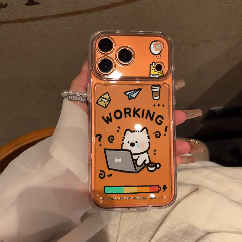 加班小狗适用IPhone17promax手机壳15苹果16透明14华为p80创意vivox300小米17防摔oppo全包13红米k90荣耀500