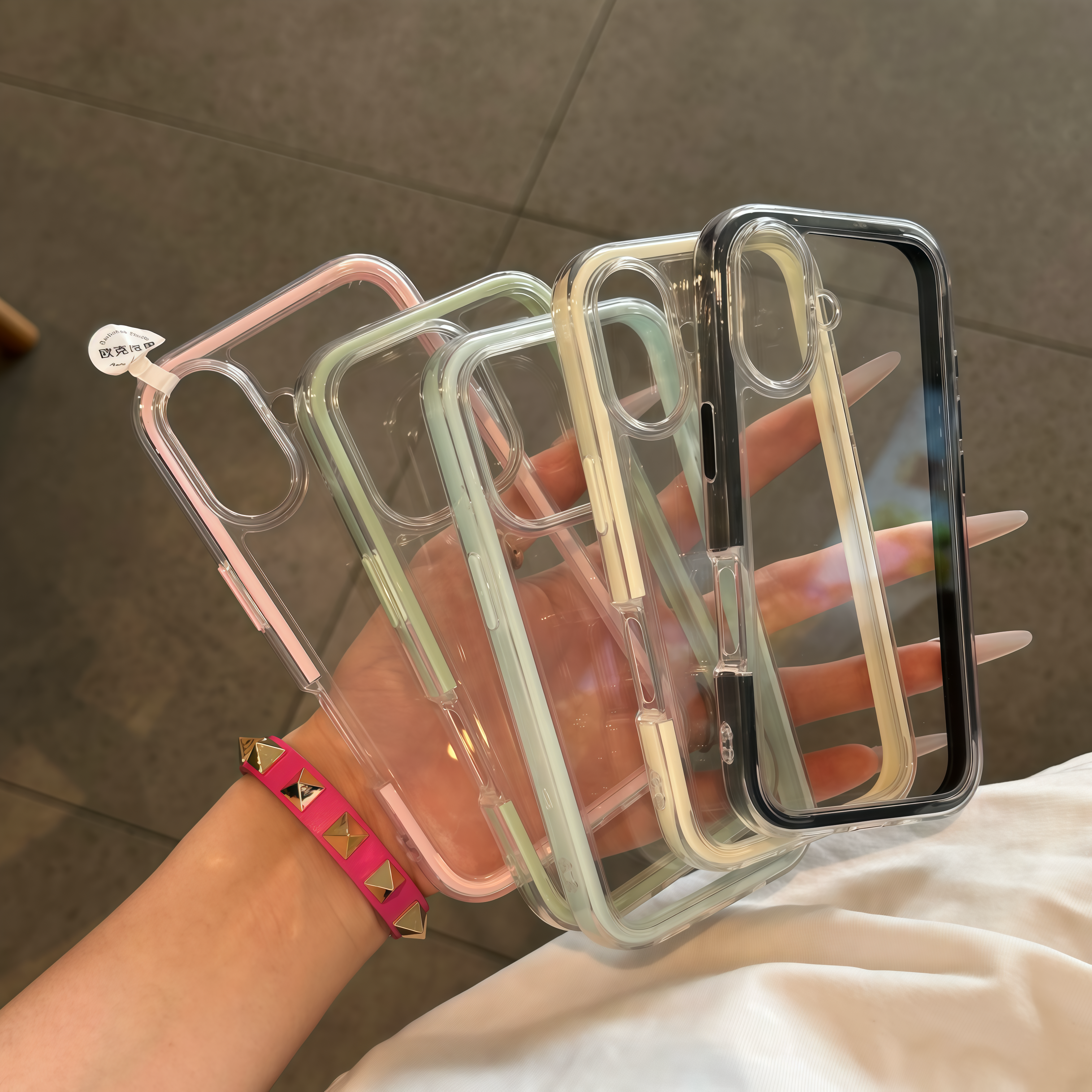 炫彩边框适用苹果16promax手机壳iphone14新款13透明12简约11保护套vivo个性oppo华为mate70小米15红米turbo4