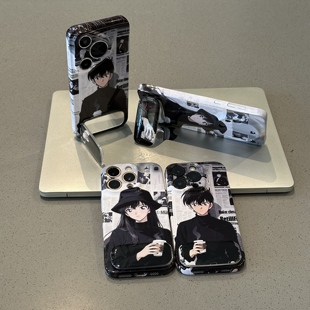 报纸动漫插画适用iPhone16promax手机壳苹果13菲林14华为mate70卡通vivo小米15oppo红米k80硬壳12 p70 11新款