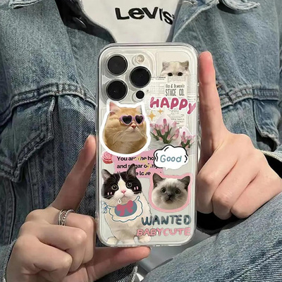 小猫插画新款手机壳可爱全包防摔