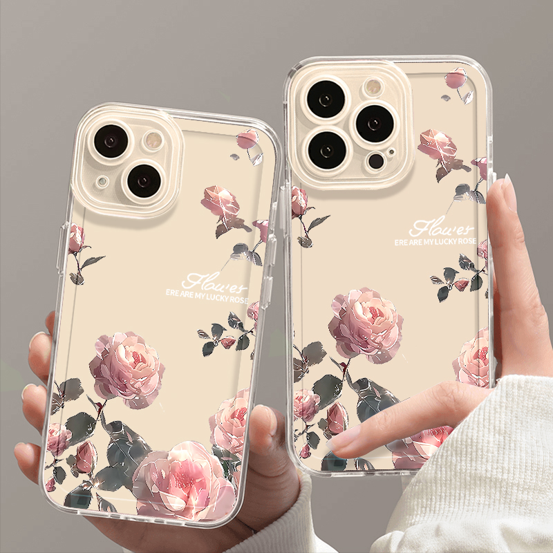 环绕玫瑰适用苹果15promax手机壳iphone16/12新款mate60透明红米note13防摔小米14华为pura70荣耀软壳vivoppo