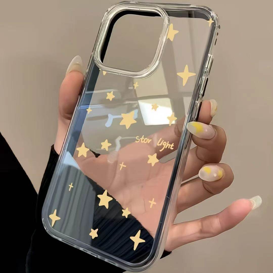 创意黄色星星适用iPhone16pro手机壳13苹果15promax可爱17pro华为p70荣耀300撞色大孔vivooppo小米14红米k80