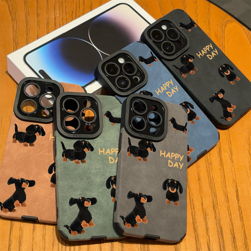 可爱腊肠狗适用苹果16promax手机壳16新款iphone15promax创意15高级翻毛皮13全包防摔14美拉德12女11网红卡通