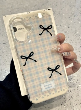 黑色蝴蝶结适用iPhone16pro手机壳13苹果15promax创意12女华为p70新款简约vivoIQOOz9x小米14红米k80荣耀oppo