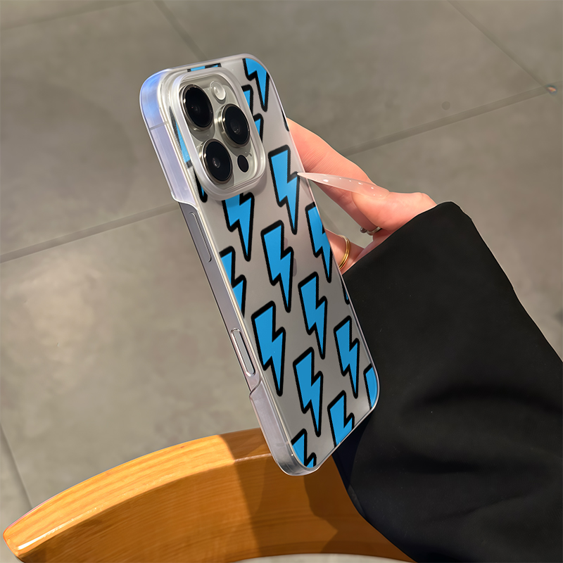 蓝色闪电适用iPhone16promax手机壳13苹果15pro创意14男女12华为p70新款vivos20小米15红米k80荣耀oppo11磨砂
