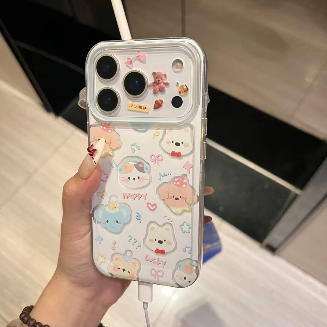 镂空小动物适用iphone17promax手机壳15苹果16透明13华为mate70卡通vivox200小米14防摔12oppo红米k80荣耀300