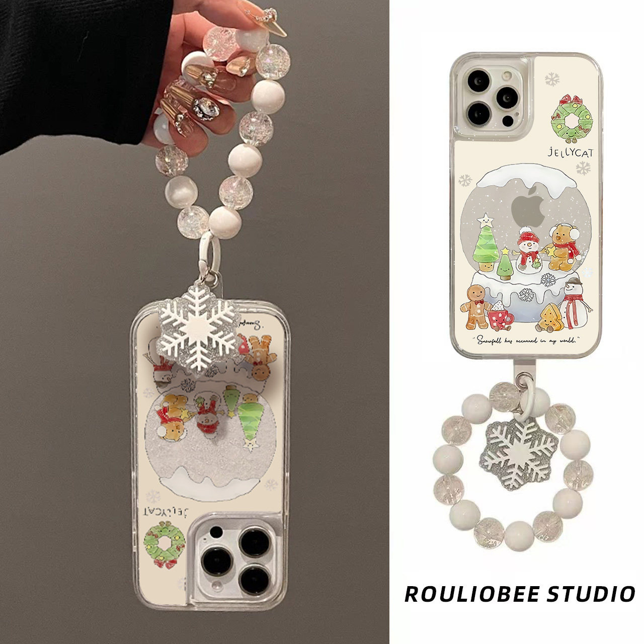 水晶球雪人适用苹果15promax手机壳iphone16pro手链12华为mate60新款p60/vivo小米14红米note13荣耀oppok70潮