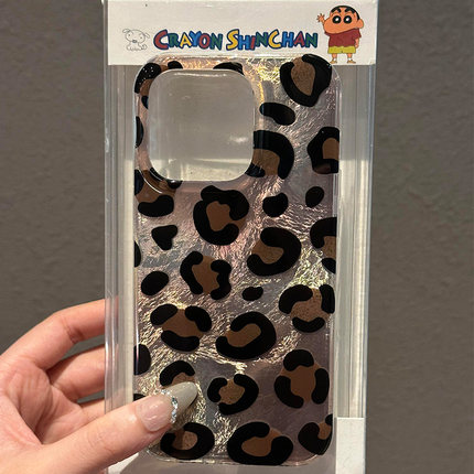 闪闪豹纹适用苹果15promax手机壳iphone16/12晕染mate60红米note13防摔小米14华为pura70荣耀vivoppo漩涡壳女
