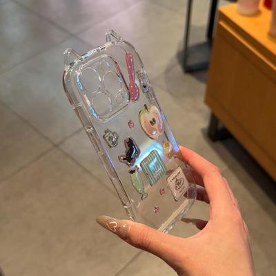 趣味立体贴纸猫耳朵全包手机壳