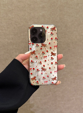 红色碎花小马适用苹果15promax手机壳iphone16pro锡纸纹17华为mate60新款p70晕染vivo小米14红米荣耀oppok80