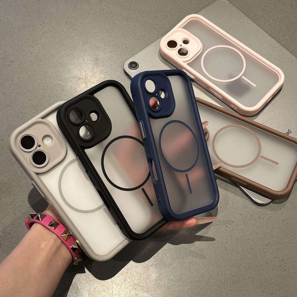 全包天眼磁吸适用苹果16promax手机壳iphone17pro新款15pro简约13防摔14金属按键12女男款11肤感15plus保护套