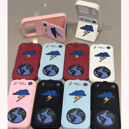 闪电雷云适用苹果18promax手机壳iPhone17新款16pro保护套15华为mate80小米17折叠磁吸翻盖支架p60全包14创意