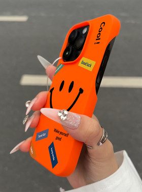 个性笑脸英文适用苹果16promax手机壳iPhone14pro新款13简约12简约11保护套15promax半包超薄xr软壳xsmax男潮