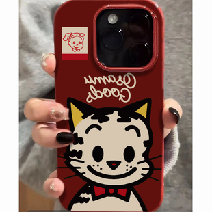 原田治小猫适用苹果16promax手机壳iphone14pro新款13卡通12可爱11保护套15promax全包防摔x酒红xr软壳xsmax
