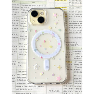 彩色星星适用苹果16promax手机壳iphone14pro新款 13高透磁吸12可爱11保护套17promax全包防摔15plus多巴胺女
