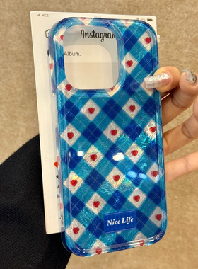 蓝格爱心适用苹果15promax手机壳iphone16pro创意12华为mate60新款pura70/vivo小米14红米note13荣耀oppok70