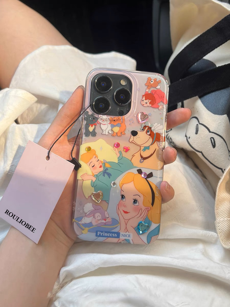 赵露思同款公主适用苹果13/15promax手机壳iPhone12立体贴钻11软套14明星女网红同款高级感闪粉保护壳xr防摔