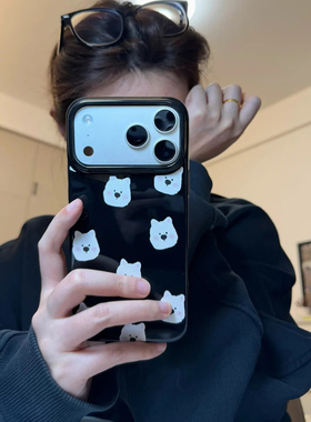 西高地小狗头像适用苹果16promax手机壳iphone14pro新款13promax卡通12日韩可爱11全包15防摔17pro黑色果冻壳