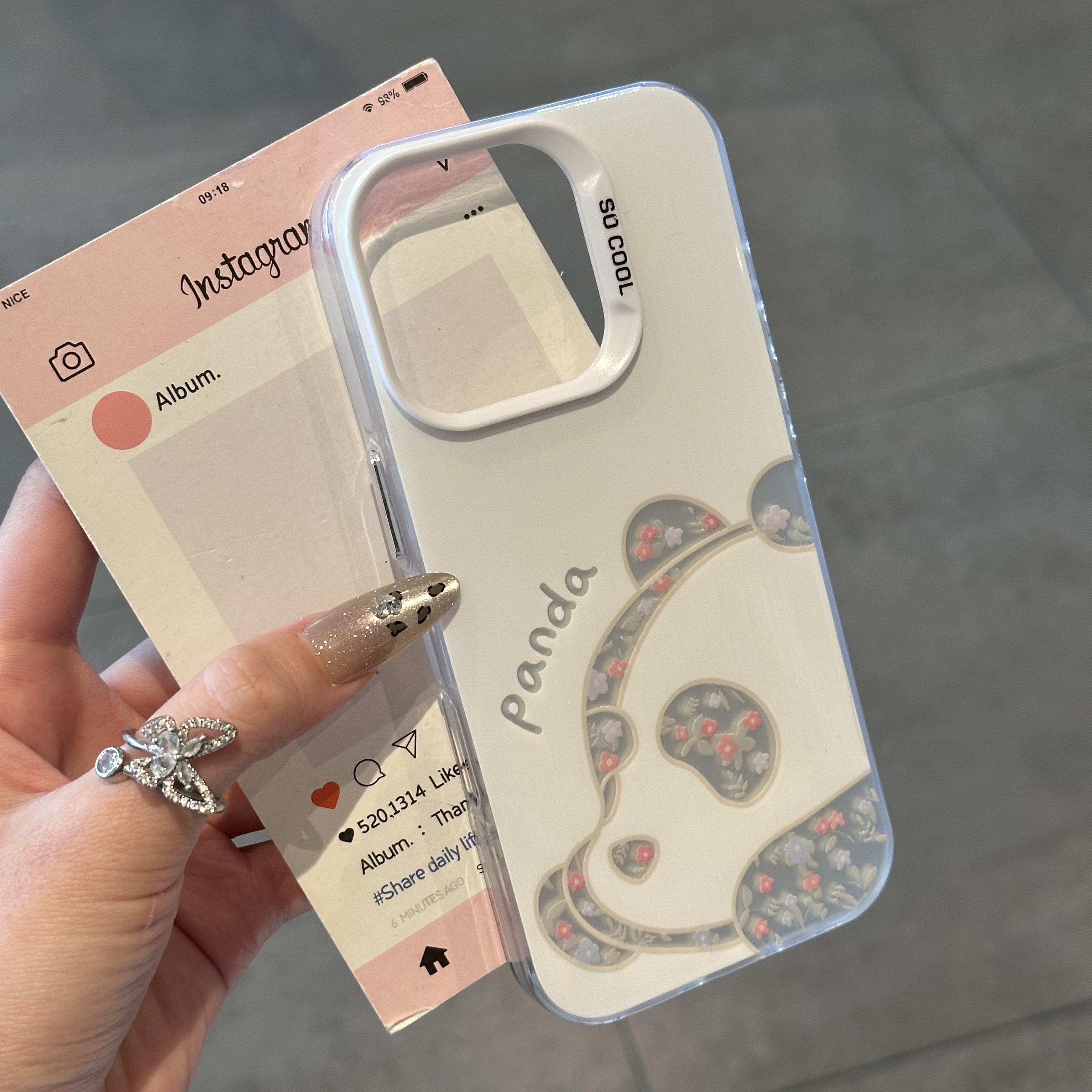 花纹熊猫适用苹果16promax手机壳iPhone14新款13华为p70荣耀90磨砂彩银保护套vivos20小米15oppo卡通12趣味11