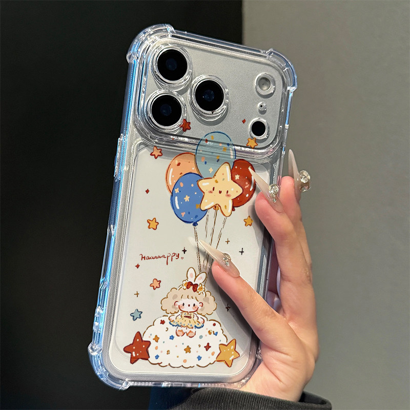 气球女孩适用iPhone17promax手机壳15苹果16pro卡通13华为p70新款小米17pro荣耀90oppo防摔vivos30红米note14