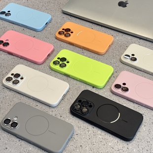 糖果TPU磁吸壳适用iPhone16promax手机壳苹果16内侧绒布15promax肤感14精孔13高级女12简约多色17自带镜头膜