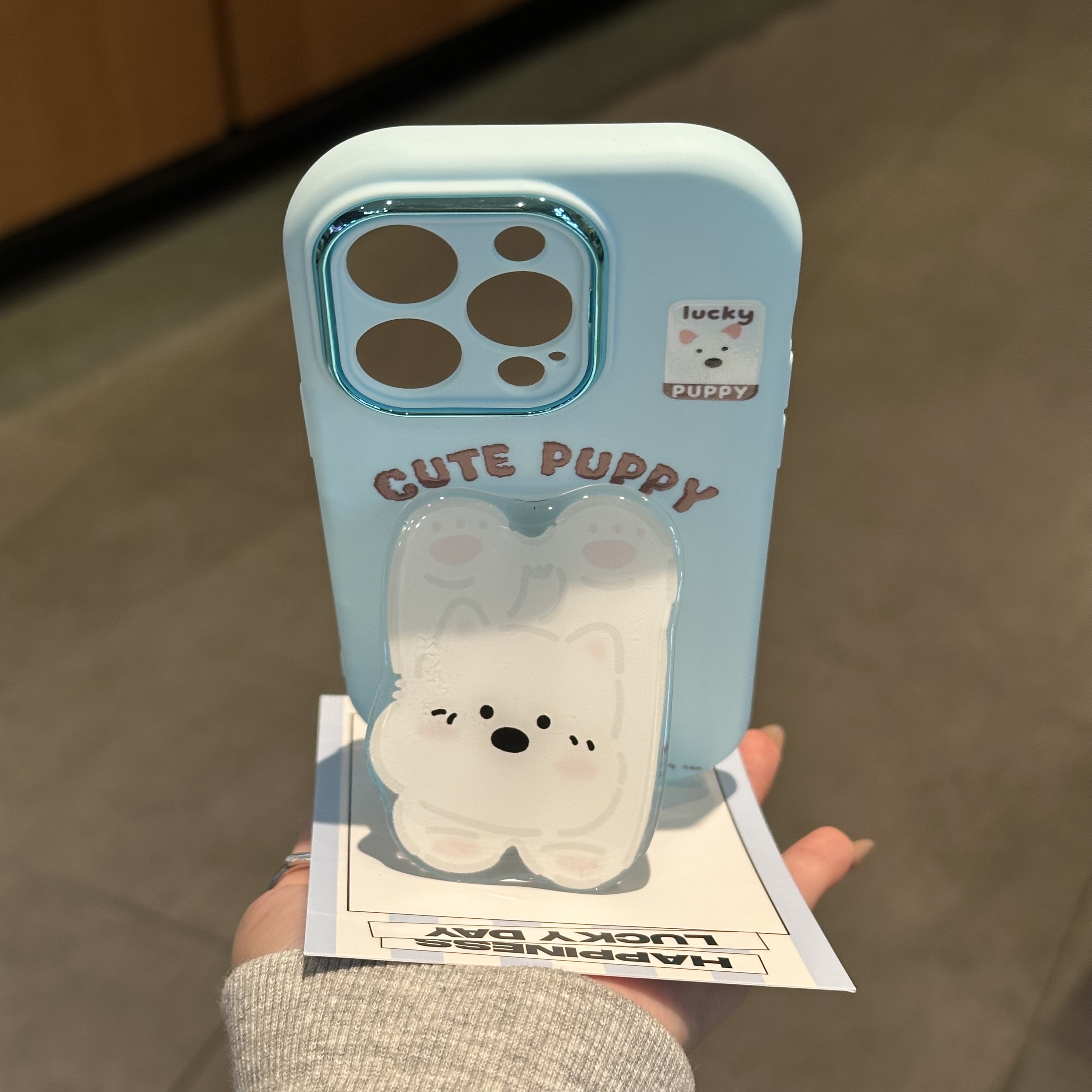 小白狗支架适用iPhone17promax手机壳12苹果16金属13华为p70卡通vivox200小米15防摔oppo软壳红米nate14荣耀