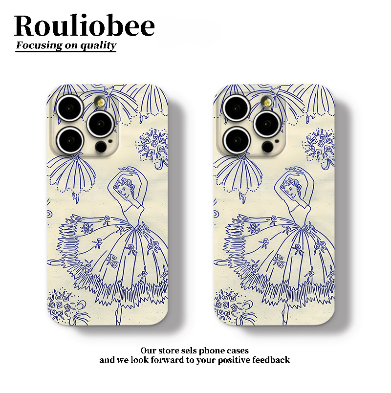 复古线条芭蕾舞适用iPhone16promax手机壳苹果17新款14华为70卡通13小米15全包oppo红米k80硬壳12荣耀200vivo