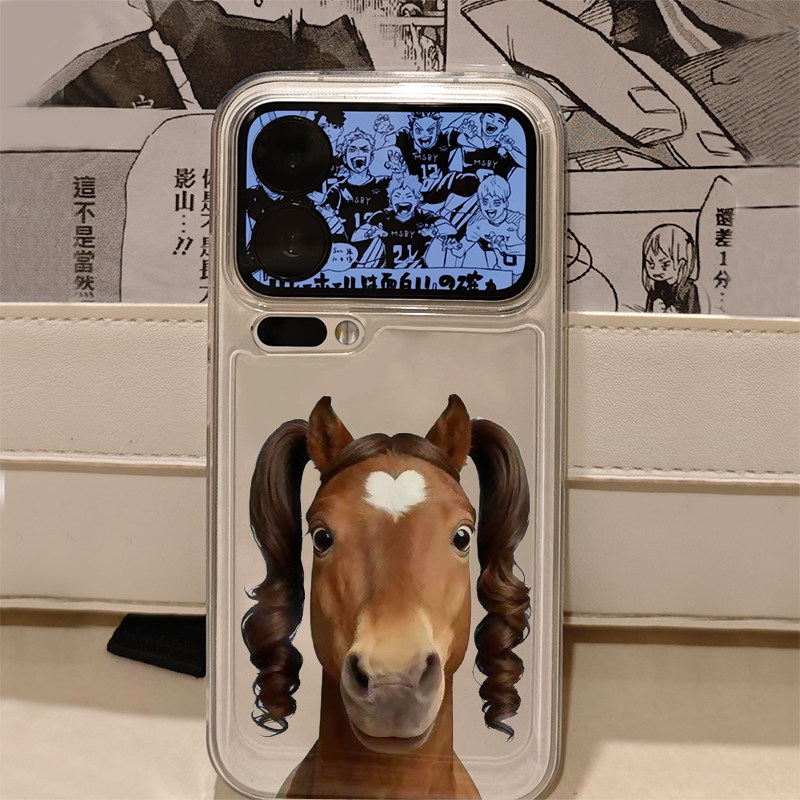 抽象双马尾马适用iphone16promax手机壳15苹果17透明14华为mate70pro创意vivo小米17p全包oppo红米k80荣耀300
