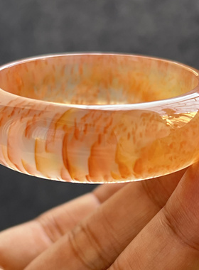 玛瑙天然玛瑙手镯女款冰透玉髓红龙白龙镯子女饰品48-16-8