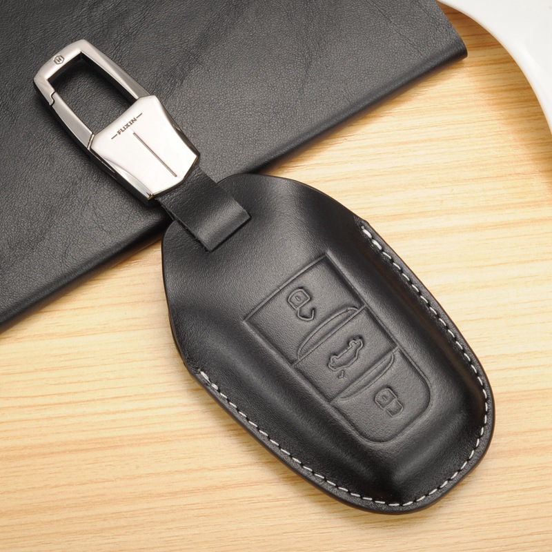 适用钥匙标致真皮钥匙套