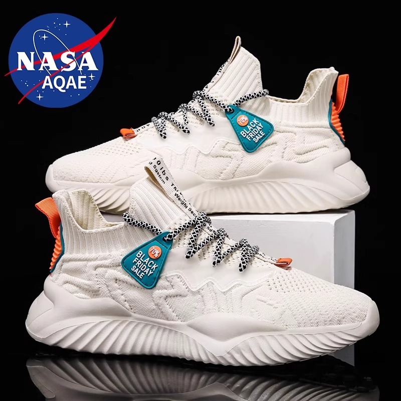 NASA AQAE聯名夏百搭飛織男女鞋椰子軟底跑步運動鞋透氣休閑鞋潮a